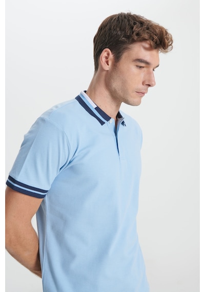 AC&Co / Altınyıldız Classics Erkek Acık Mavı Slim Fit Dar Kesim %100 Pamuk Polo Yaka Tişört Acık Mavı