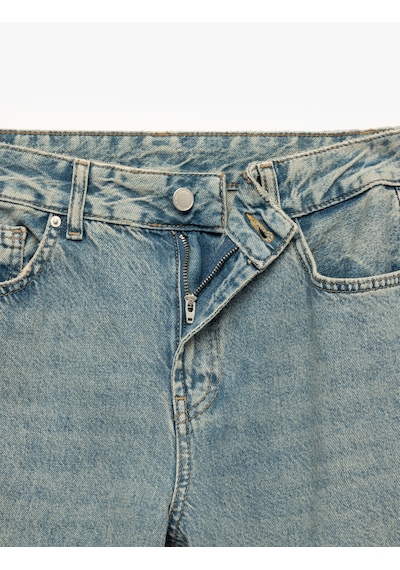 Koton Geniş Paça Rahat Kalıp Pamuklu Jean Pantolon - Wide Leg Jeans Green Cast 6wal40169md Yeşil