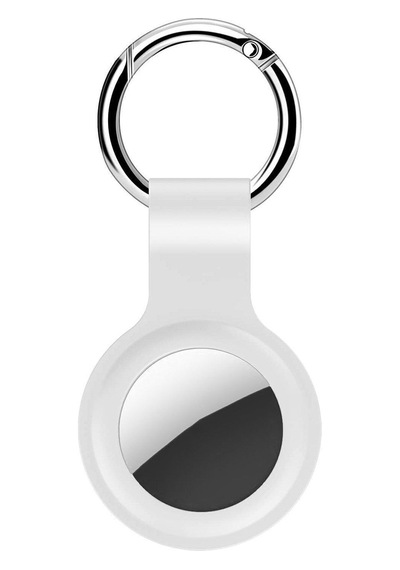 Apple Airtag 1 - Airtag 2 Uyumlu Silikon Kılıf Anahtarlık Beyaz