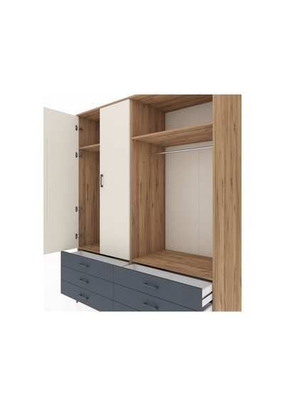 Kronos Gardrop 4 Raflı 6 Çekmeceli 2 Askılı 176x59x221 Çam-aytaşı/antrasit Beyaz Kronos Gardrop 4 Raflı 6 Çekmeceli 2 Askılı 176x59x221 Çam-aytaşı/antrasit Beyaz