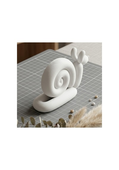Balon Tasarımlı Salyangoz Heykeli - Dekoratif Beyaz Ofis Aksesuarı