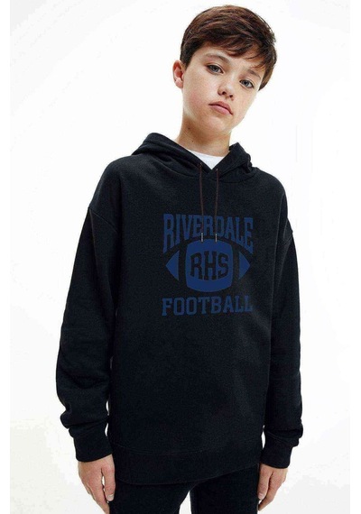 Tshirthane Riverdale Rhs Football Baskılı Unisex Çocuk Kapüşonlu Siyah Sweat Siyah