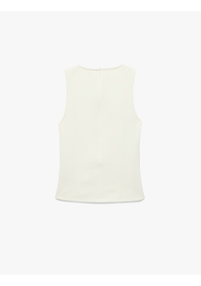 Koton Slim Fit Kolsuz Bisiklet Yaka Peplum Bluz Ekru 6sak10097ek Ekru