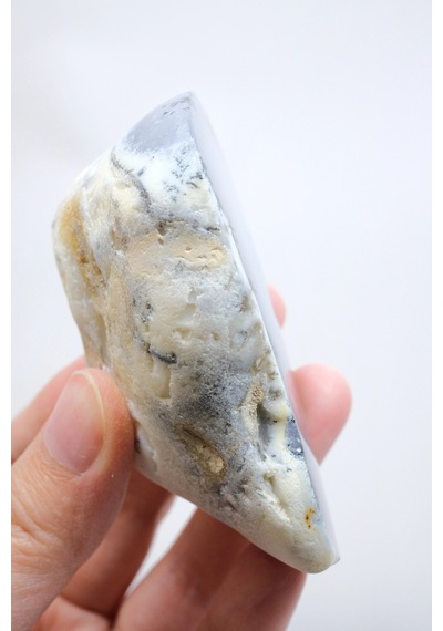 Gök Mavi Dendritik Opal Dilimi - Saydam Mavi Çekirdek İle Ağaç Şeklinde Siyah Dendritler, 142g