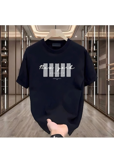 New York X Baskılı Beyaz Siyah