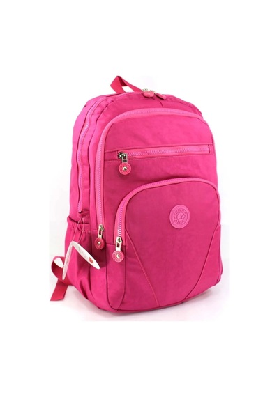 Krinkıl Su Geçirmez Kumaş Büyük Boy Unisex Laptop Okul Seyahat Günlük Sırt Çantası Pembe