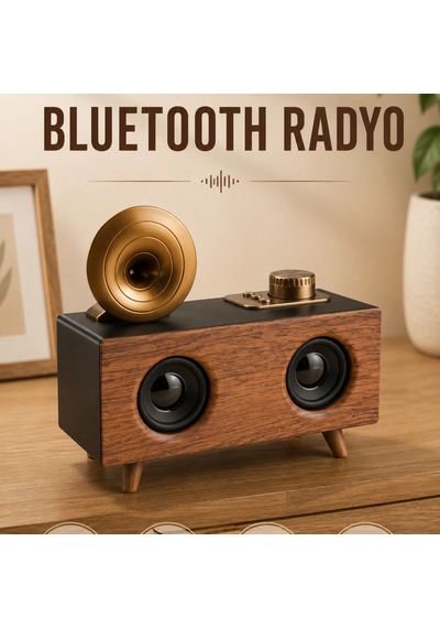Ahşap Tasarımlı Nostaljik Radyo Bluetooth, Fm/am/sw, Sd Kart Ve Aux
