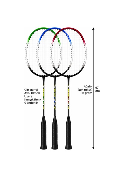 4lü Semi-pro Çantalı Set Badminton Raketi Seti 2 Raket + 1 Top + Çanta Raket Top Seti 680