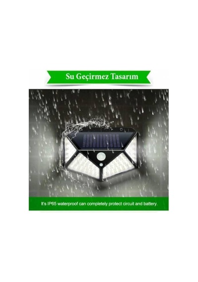 Güneş Enerjili Lamba Led Sokak Dış Ortam Solar Bahçe Aydınlatması Su Geçirmez Sensörlü 100 Led