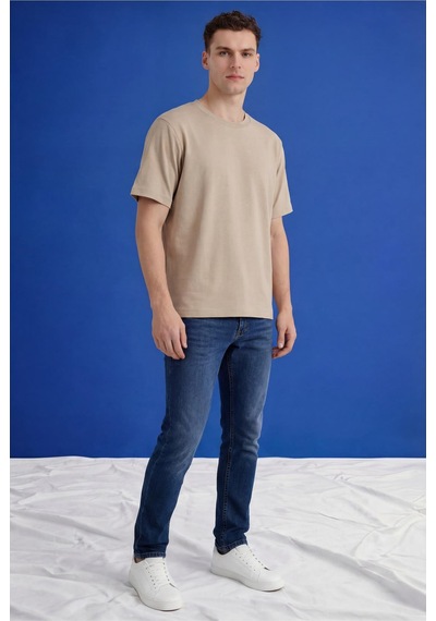 Freemen Erkek Oversize Tişört Nefes Alan Yumuşak Dokulu Terletmeyen Rahat Kalıp Basic-399 Bej