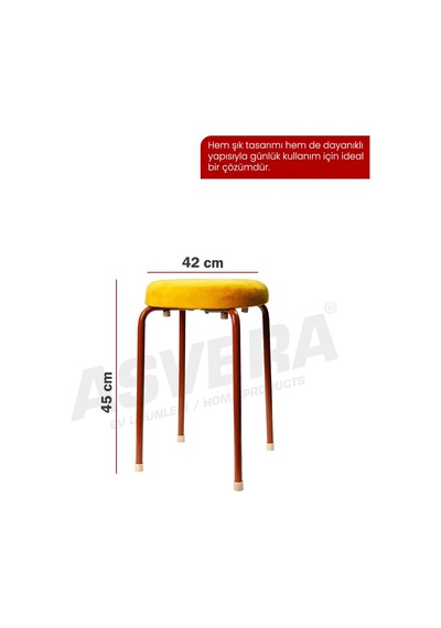 Asvera Pufy Minderli Metal Mutfak Ve Balkon Taburesi - 100 Kg Kapasiteli Lüks Puf Tabure Diğer