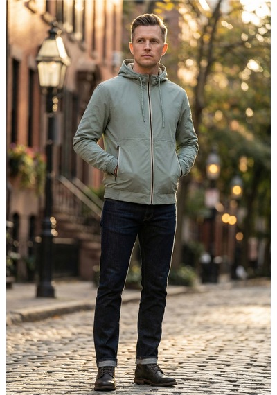 Little Cup Jeans Co Erkek Relaxed Teknik Kumaş Çıkarılabilir Kapüşon Baharlık & Yağmurluk Gri Spor Ceket