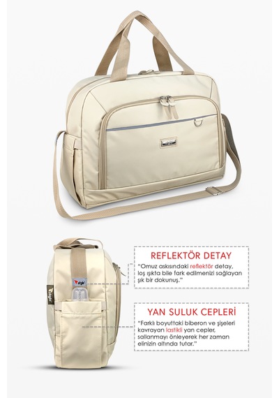 Stylo Urban X Pro Anne Bebek Bakım Kadın Çantası ve Yeni Doğan Çantası Bej