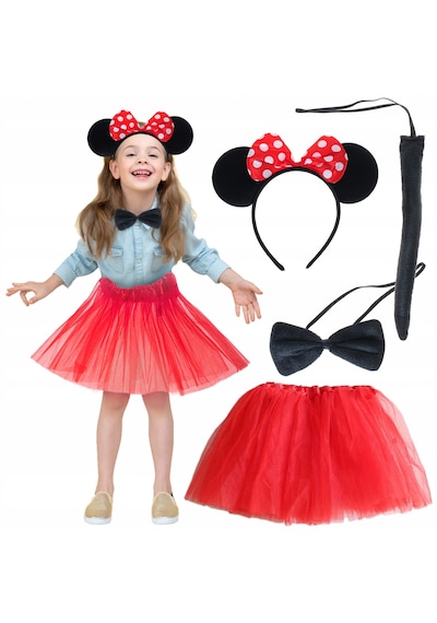 Minnie Mouse Kostüm Seti Etek Taç Kuyruk Papyon Gösteri Seti 2