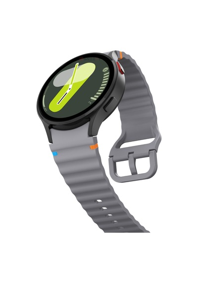 Samsung Galaxy Watch 7 40mm-44mm İle Uyumlu Metal Tokalı Dalgalı Spor Silikon Kordon