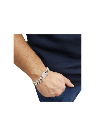 Chavin 12 Mm. Kalın Taşlı Alloy Erkek Bileklik  Ed93By Gümüş