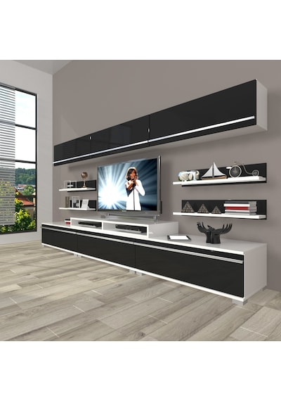 Decoraktiv Ekoflex 8y Mdf Tv Ünitesi Tv Sehpası Beyaz - Siyah