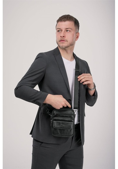 Ççs 31621 Hakiki Deri Askılı Çanta Siyah