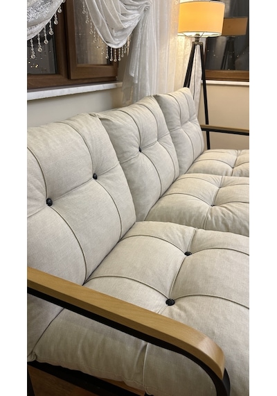 Modern Style Home Modern Avcılar Balkon, Bahçe, Cafe - Metal Kanepe Koltuk Takımı 3 Lü Krem Modernk040 Krem