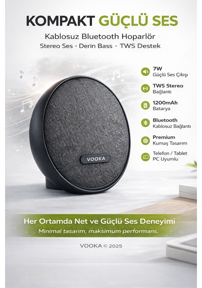 Bluetooth Hoparlör 7w Güçlü Ses Tws Stereo Kablosuz Taşınabilir Mini Speaker Derin Bass