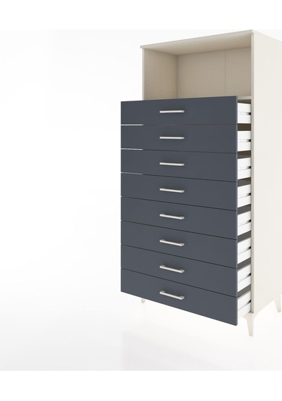 Hyperion Dolap Tek Raflı 8 Çekmeceli 88x44x182 Aytaşı-antrasit Aytaşı