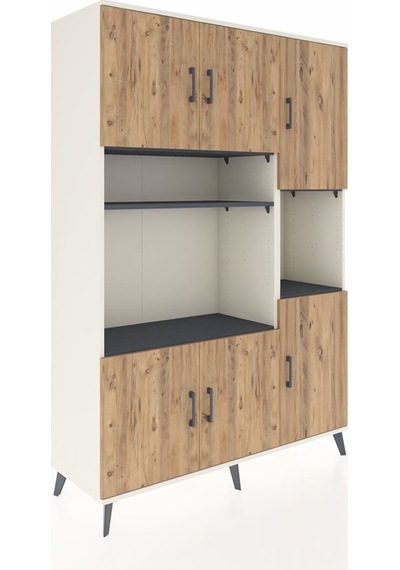 Hyperion Dolap 9 Raflı 6 Kapaklı 132x44x195 Aytaşı-çam/antrasit Atlas Çam/antrasıt