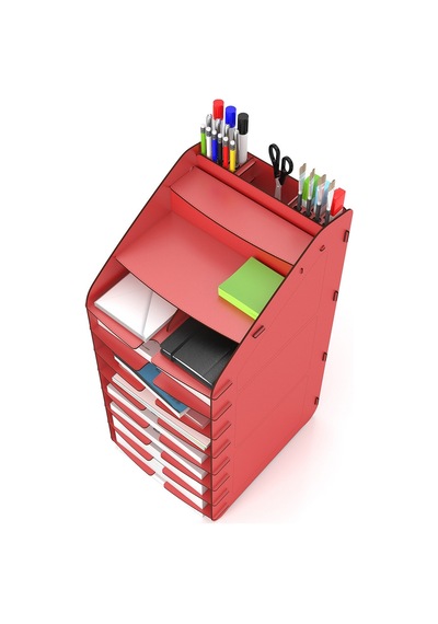 Design Otto Tower Masaüstü Organizer 10 Kat A4 Evrak Rafı Kırmızı - 90845809 Kırmızı