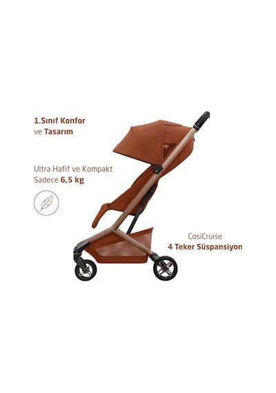 Maxi-Cosi Fame Cabin LED Işıklı Entegre Şarj Üniteli Tek Elle Katlanan Premium Kabin Boy Bebek Arabası Copper Terra