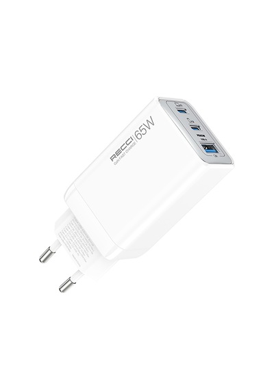 Recci Rc123e 65w Type-c Pd Gan Teknolojili Mini Hızlı Şarj Seti 1m Beyaz