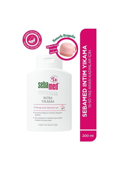 Sebamed İntim Yıkama Jeli, Ph 3.8, Hassas Ciltler, 200ml, Silikon Lif Hediyeli Set