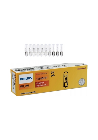 Philips 12V Ampul W1.2W Küçük Dipsiz 1.2W - 12516Cp 10 Adet