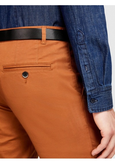 Sisley Slim Fit Vintage Efekt Chino Pantolon Erkek Kahverengi T-shirt - 323a4dm6sf02y Kahve