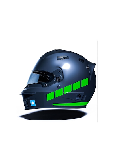 Şerit Tasarımlı Orman Yeşili Motosiklet Kask Sticker Çınar Extreme