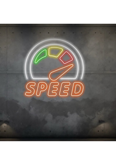Speed Yazılı Ve Şekilli Neon Tabela Turuncu