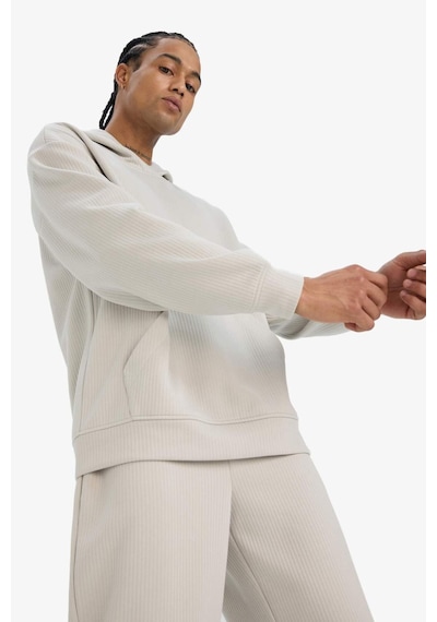 Defacto Boxy Fit Kapüşonlu Kanguru Cepli Jakarlı Sweatshirt E9308ax25augr437 Gri
