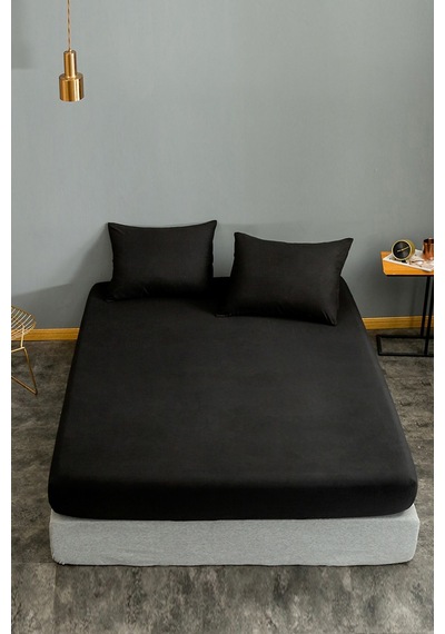 Eponj Home Lastikli Çarşaf + Yastık Kılıfı Tek Kişilik Basic Siyah