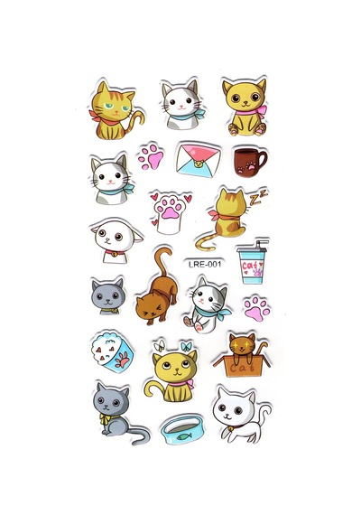 Sticker Kabartmalı Stiker Defter Planlayıcı Etiket Lre-001 - 17 x 9 CM - Pati Mektup Kedi