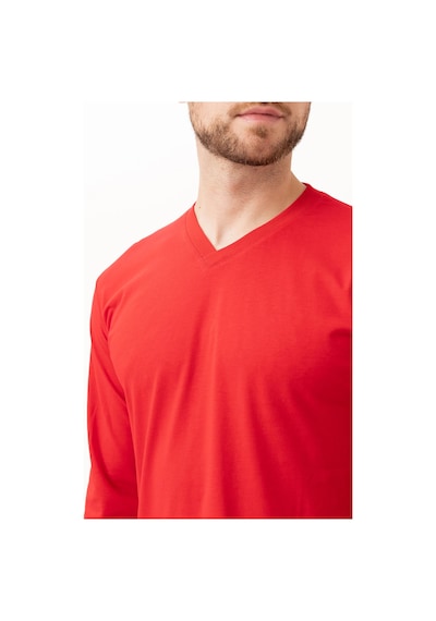 Padus V Yaka Uzun Kollu T-shirt - Rahat Kesim, İş Ve Günlük Kullanım Kırmızı