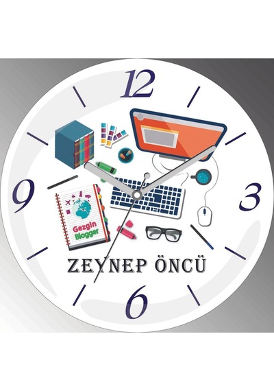 Gezgin Blogger Çap 30cm Sessiz Akar Bombeli Gerçek Cam Duvar Saati Siyah