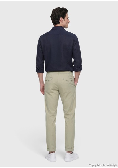 Ramsey Açık Haki Düz Dokuma Jogging Fit Casual Pamuk Karışımlı Pantolon açık Haki light Khaki