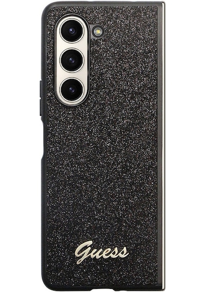 Galaxy Z Fold 5 Uyumlu Kılıf Guess Lisanslı Yazı Logolu Glitter Script Kapak Siyah