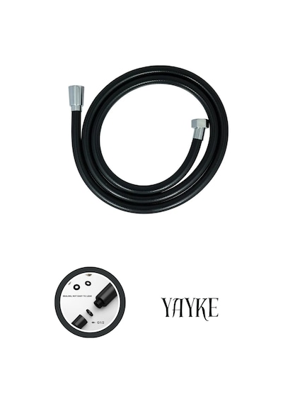 Yayke Pvc Kaplama Spiral Duş Hortumu Siyah