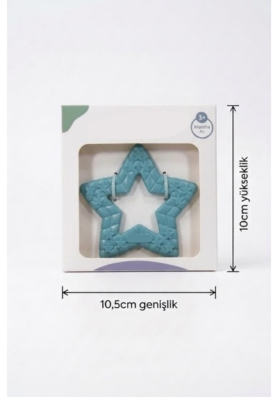 Yıldız Şekilli Esnek Bpa İçermeyen Kabartılı Pastel Renkli Oyuncak Bebek Diş Kaşıyıcısı Turkuaz