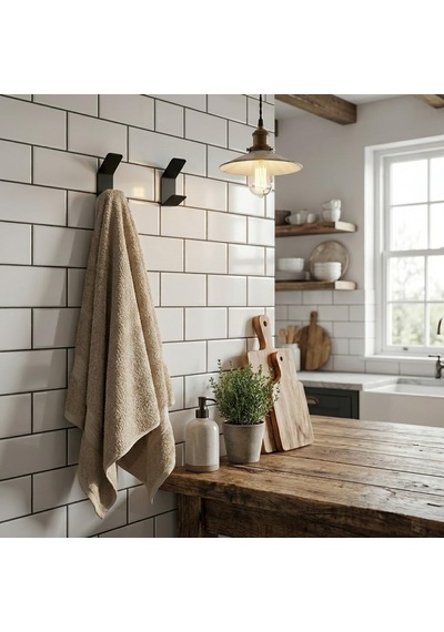 Lexroo Orret Home 2 Adet Dik Yapışkanlı Tekli Askı Siyah Paslan