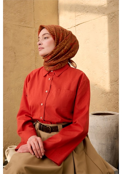 Silk Home Soft Eşarp 73099-26 Olive, Kiremit, Oksit Kahve