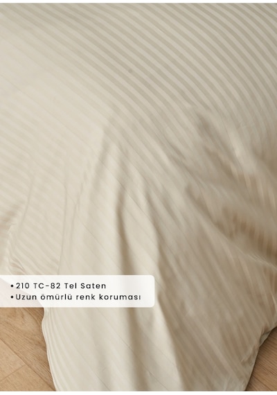 Bella Maison Premium Tencel Çift Kişilik Saten Nevresim Seti Bej 200x220 Cm Bej
