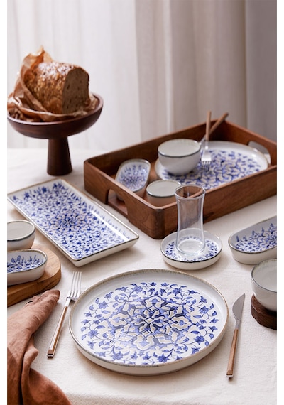 Kütahya Porselen Nordic Dg-859 28 Parça 6 Kişilik Bone Kahvaltı Takımı Mavi - Beyaz