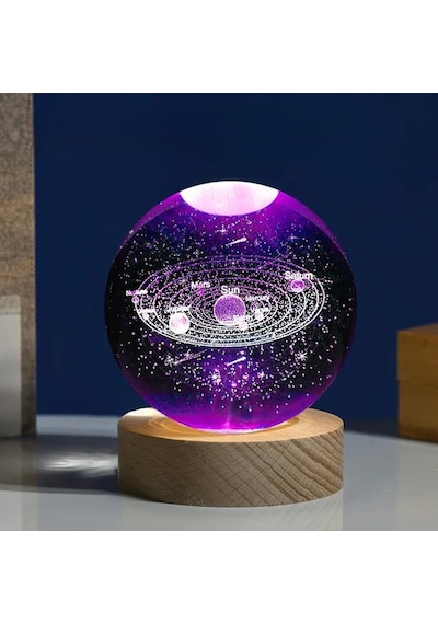 Ahşap Altlıklı Gezegen Cam Küre Rgb Diğer
