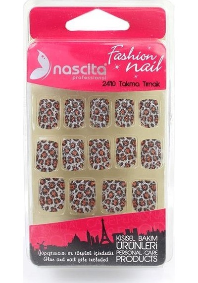 Nascita 24'lü Gümüş Renkli Leopar Desen Tırnak T41349