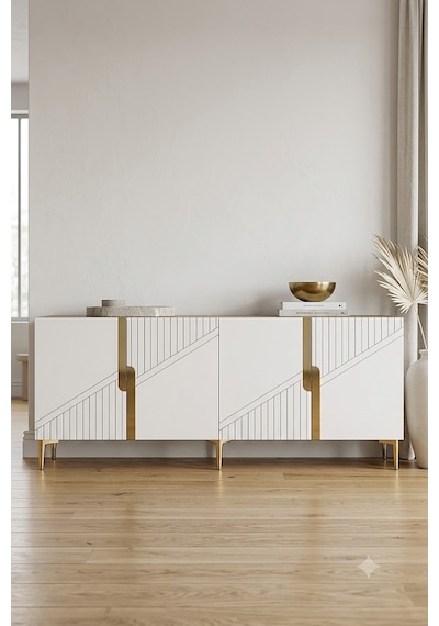 Ka1528dbg Evva Konsol Ve Tv Sehpası Safirmeşe-beyaz-gold 150cm